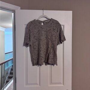 Abercrombie & Fitch Crochet Lace Blouse in Taupe